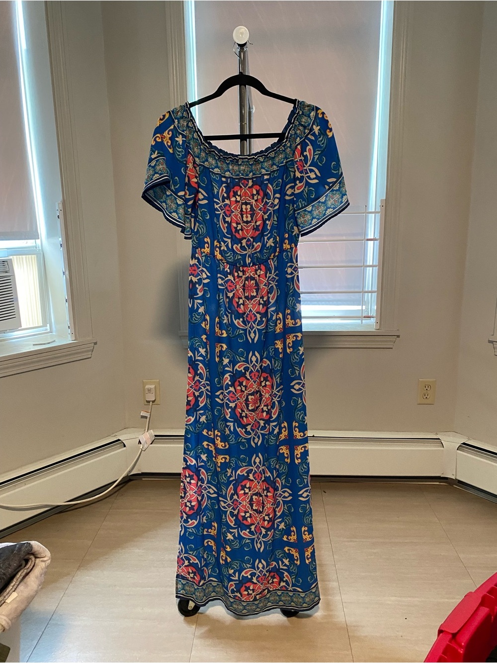 Flying Tomato Blue Floral Medallion Maxi Dress